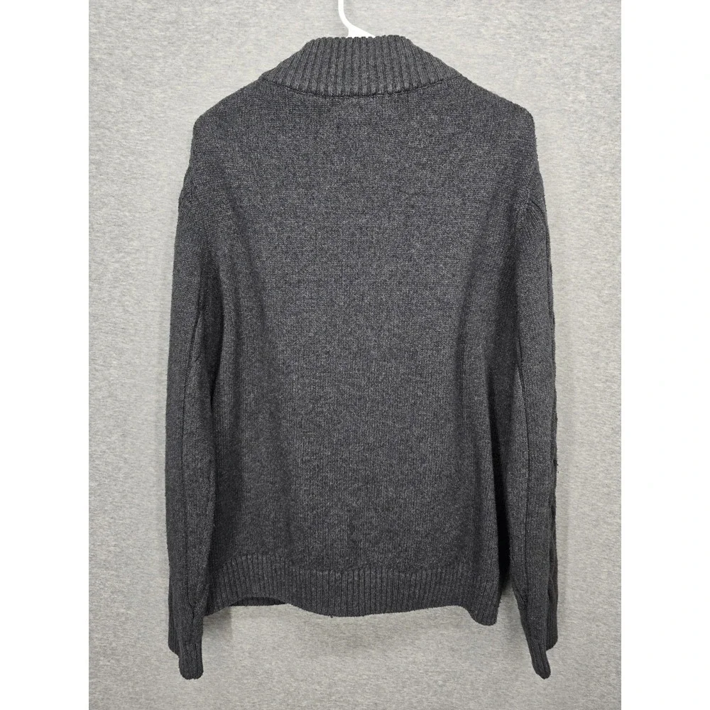 Marled Reunited Clothing Gray Cable Knit Full Zip Sweater Mock Neck XL Unisex